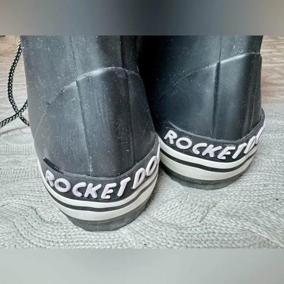ROCKET DOG Black Rubber Rain Boots Womens Hi Tops Lace Up #1027 - Picture 6 of 9
